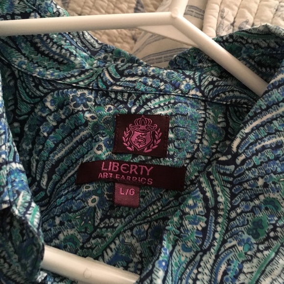 LIBERTY ART FABRICS Blue Cotton Paisley Shirt L - Picture 4 of 4